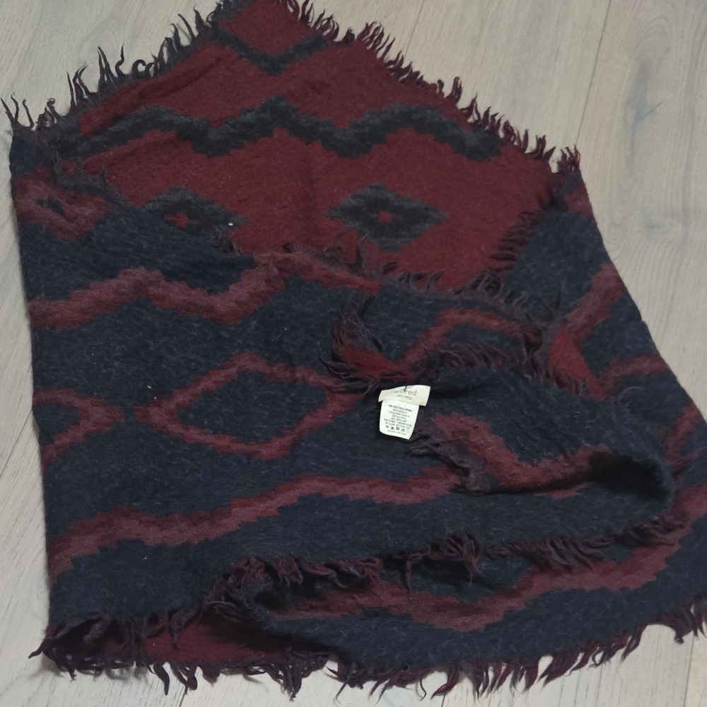 Wilfred Red and Blue Wool Scarf Triangle